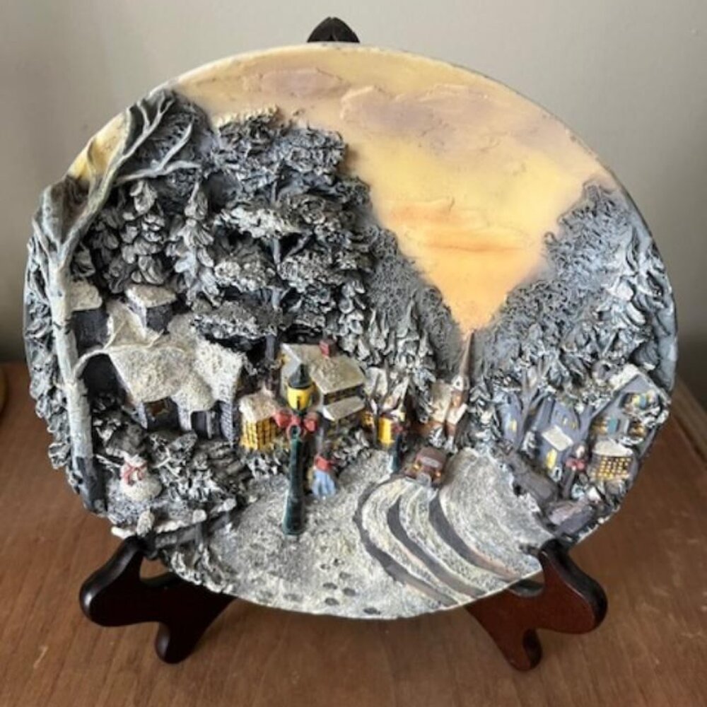 3D decorative plate and wooden stand